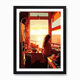 Sunset In The Kitchen aesthetic Art Print