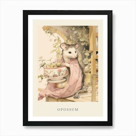 Beatrix Potter Inspired  Animal Watercolour Opossum 1 Art Print