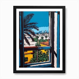 Window View Of Dubai United Arab Emirates In The Style Of Pop Art 3 Art Print