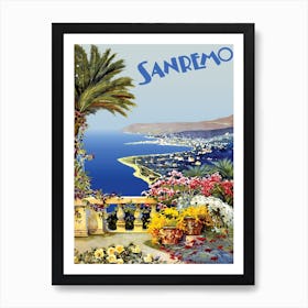 Sanremo Riviera From The Terrace, Italy Art Print