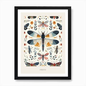 Colourful Insect Illustration Firefly 10 Poster Art Print