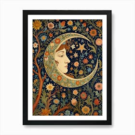 William Morris Moon And Flowers 3 Art Print