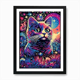 Nebula Clawsome, Psychedelic Cats series Art Print