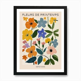 Spring Floral French Poster  Impatiens 2 Art Print