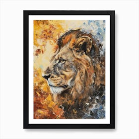 African Lion Lion In Different Seasons Acrylic Painting 1 Art Print