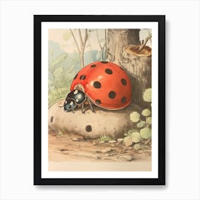 Storybook Animal Watercolour Ladybug 2 Art Print