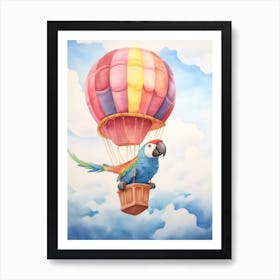 Baby Macaw In A Hot Air Balloon Art Print