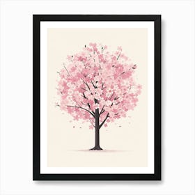 Cherry Tree Pixel Illustration 1 Art Print