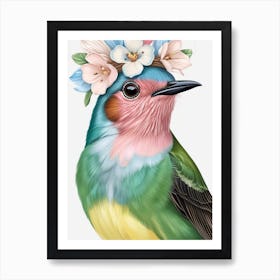 Bird With Flower Crown 10 Art Print