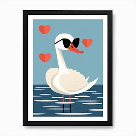 Little Swan Wearing Sunglasses Art Print