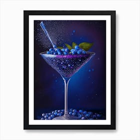 Blueberry Daiquiri Pointillism 2 Cocktail Poster Art Print