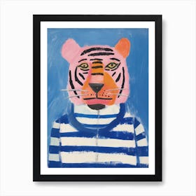 Playful Illustration Of Tiger For Kids Room 4 Art Print