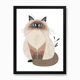 Birman Cat Clipart Illustration 4 Art Print