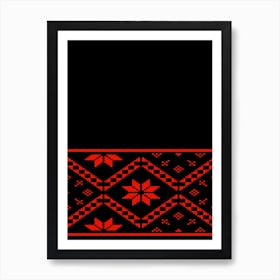 Red And Black Seamless Pattern Art Print