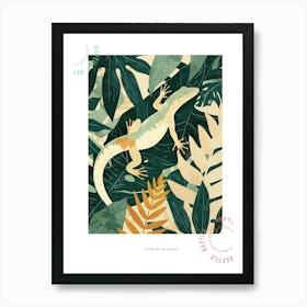 Lizard In The Leaves Block Print 1 Poster Art Print