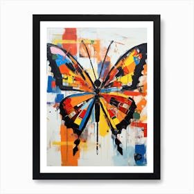 Butterfly yellow in Basquiat's Style Art Print