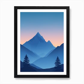 Misty Mountains Vertical Composition In Blue Tone 208 Art Print