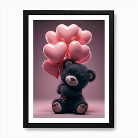 Teddy Bear With Balloons Art Print