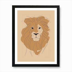 Lion - Boho, Line Art 1 Art Print