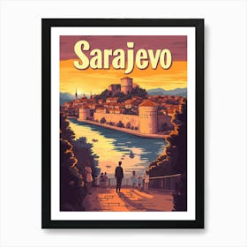 Aihrgdesign A Mid Century Modern Travel Poster For Sarajevo Art Print