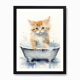 Australian Mist Cat In Bathtub Bathroom 1 Art Print