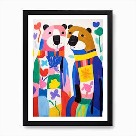 Colourful Kids Animal Art Otter 1 Art Print