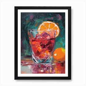 Negroni Cocktail Oil Painting 3 Art Print