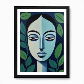 Woman With Leaves 1 Art Print