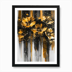 Gold Flowers Art Print