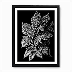 Oregano Leaf Linocut 6 Art Print