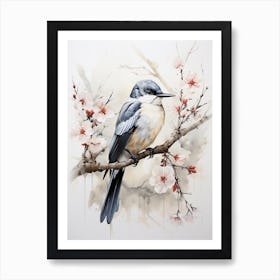 Hummingbird, Japanese Brush Painting, Ukiyo E, Minimal 3 Art Print