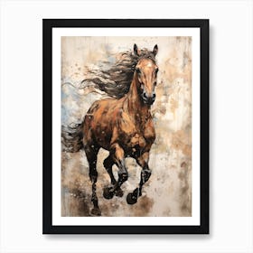 A Horse Painting In The Style Of Mixed Media 3 Art Print