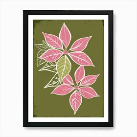 Pink & Green Poinsettia 2 Art Print