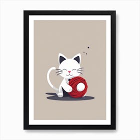 Cat With A Ball Of Yarn Art Print