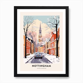 Vintage Winter Travel Poster Nottingham United Kingdom 1 Art Print