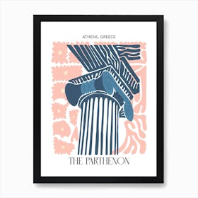 The Parthenon   Athens, Greece, Travel Poster In Cute Illustration Art Print