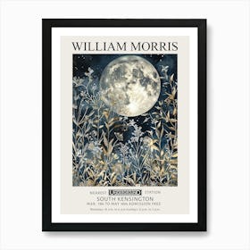 William Morris Full Moon Night Flowers Vintage Exhibition Art Print