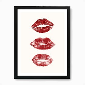 Lipstick Kisses Red Poster Art Print