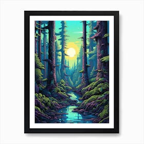 Hoh Rainforest Pixel Art 2 Art Print