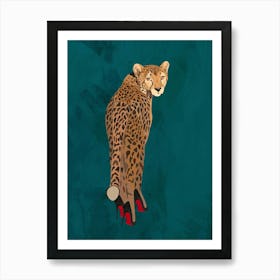 Cheetah in heels Art Print