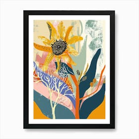 Colourful Flower Illustration Sunflower 2 Art Print