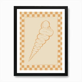 Seashell 09 with Checkered Border Art Print