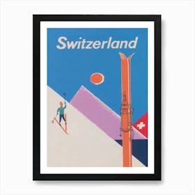Switzerland Vintage Ski Poster Art Print