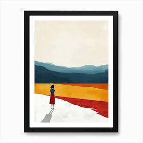 Girl In The Red Dress, Minimalism Art Print