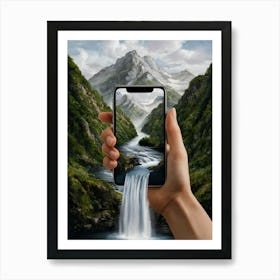 Hand Holding A Smartphone Art Print