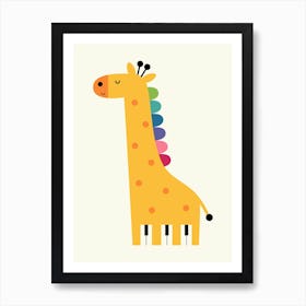 Giraffe Piano  Nursery kids art print