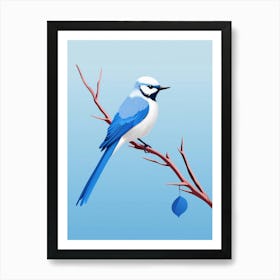 Minimalist Blue Jay 2 Illustration Art Print