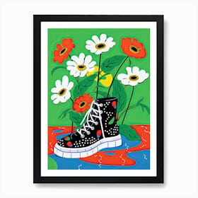 Sneaker Blossoms: Floral Fantasy on Footwear Art Print