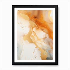 Ochre And White Flow Asbtract Painting 0 Art Print