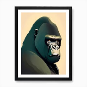 Gorilla With Wondering Face, Gorillas Cute Kawaii Art Print